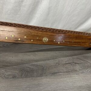 Wooden jewelry stationary‎ office Box Moon Star Sun Carved Vented pencil Holder